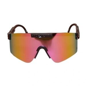 1182 NWT PrettyLittleThing Black Mirrored Frameless Visor Sunglasses